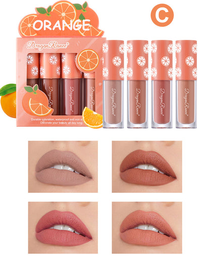 4 Pcs Strawberry Matte Lipstick Set - Lip Stains with Waterproof, Non-Stick, Velvety Finish and Long-Lasting Lip Glaze - Perfect Valentine's Day Gifts for Women with Lip Care Benefits