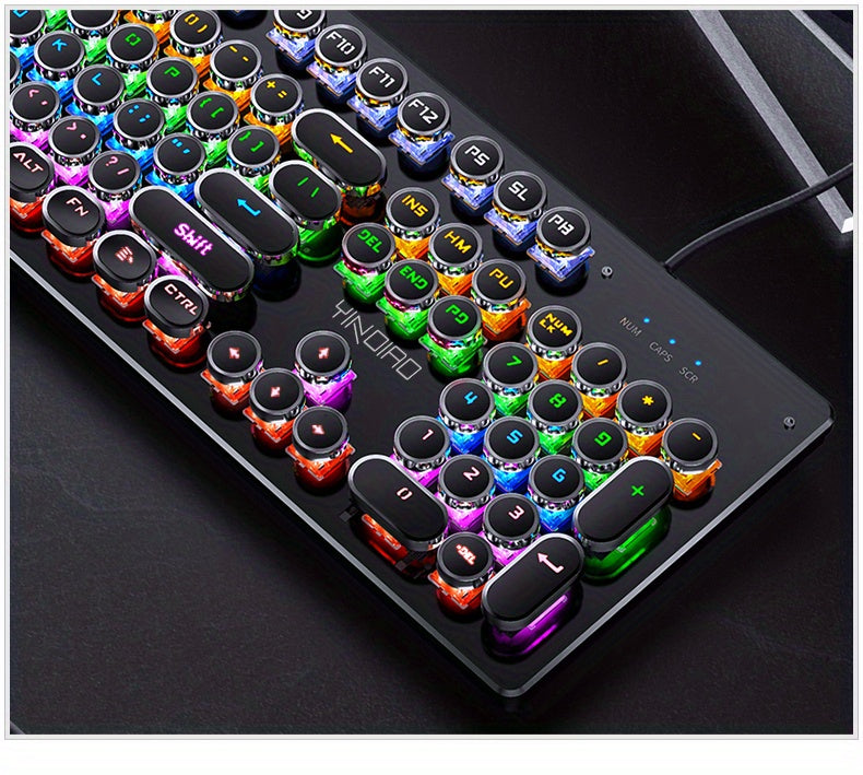 YinDiao Caller Mechanical Keyboard 104 Keys Green Axis Backlit Office E-sports Game Keyboard Wired USB Desktop Computer Notebook Universal