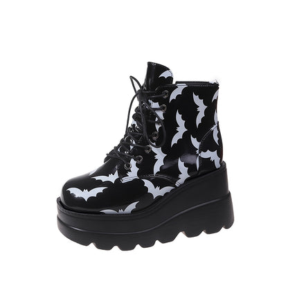Women'S Houndstooth Chelsea Boots, High Platform Heel, Synthetic Upper, Fabric Lining, PU Sole, Plain Toe, Casual Lace-Up Ankle Booties