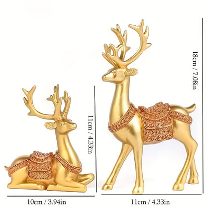 2pcs/set Elegant Deer Ornaments for Home Decor and Weddings - Ideal Housewarming and Living Room Gifts