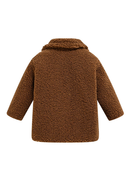 Girls' Cozy Fleece Jacket - Two-Tone Color Block with Plush Lining, Long Sleeves & Button Front, Casual Korean Style Winter Outerwear for Youngsters, Youngsters'S Winter Jacket | Buttonup Front Jacket | Plush Lining Jacket
