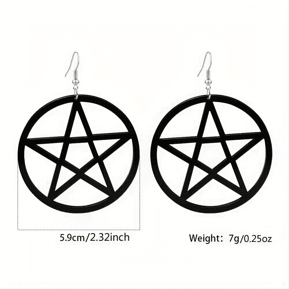 Elegant Star Pendant Hoop Earrings for Women - Chic Resin Circle Design, Fashionable Accessory, Novelty Earrings