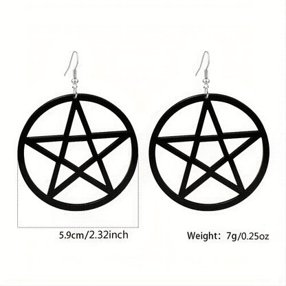 Elegant Star Pendant Hoop Earrings for Women - Chic Resin Circle Design, Fashionable Accessory, Novelty Earrings