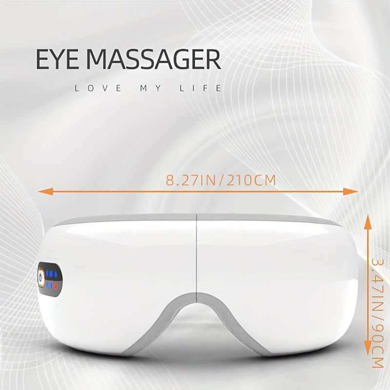 Relaxing Eye Massager - Professional Massage Equipment for Migraines and Eye Care with Heat, Music, and 5 Modes - Rechargeable Heated Eye Mask, Perfect Christmas Gift Idea for Family and Friends
