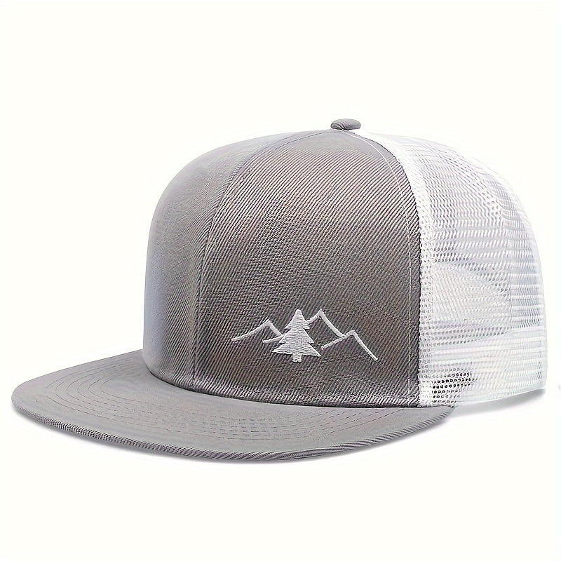 [Breathable Mesh Trucker Hat Outdoor] Trendy Embroidered Trucker Hat, Breathable Mesh Baseball Cap for Outdoor & Skateboarding, Business Business Style