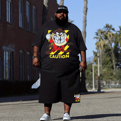 Men's Plus Size Animal Graphic Print T-shirt and Shorts Set - Perfect for Summer Street Style and Big & Tall Males