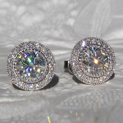 Luxurious Genuine Brilliance Micro Paved White Cubic Zirconia Stud Earrings for Women - Sparkling Engagement Statement Jewelry, Nickel-Free Copper Backing, Ideal for Weddings and Formal Events, Wedding Earrings | Sparkling Ea