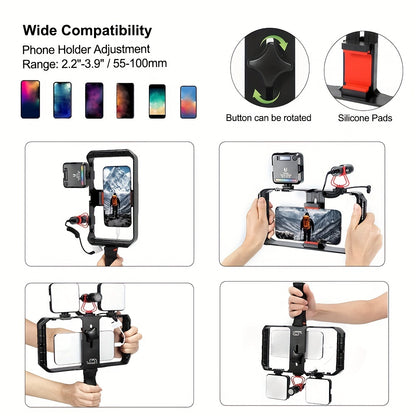 Taisioner Smartphone Video Rig Hand Girp Stabilizer Filmmaking Vlogging Case Phone Video Stabilizer  for Videomaker Film-Maker Video-grapher with Cold Shoe Mount for iPhone Samsung and More