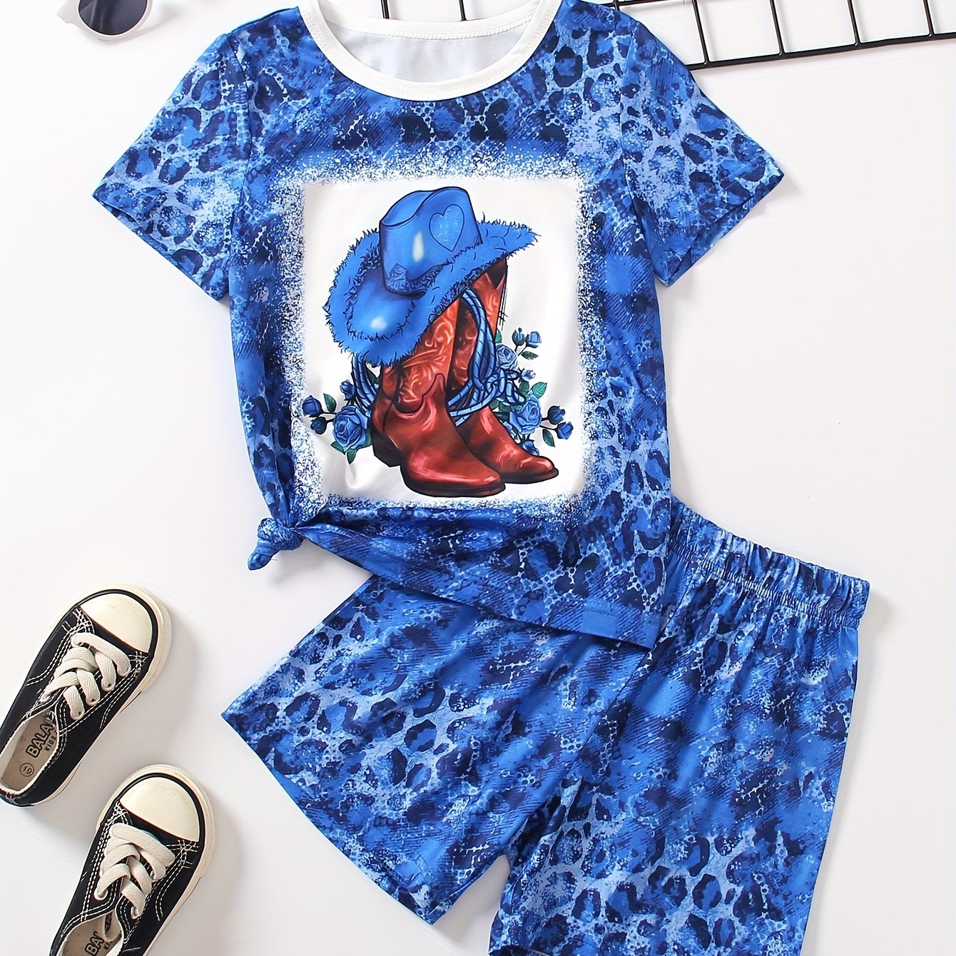 Girls 2pcs T-shirt & Elastic Waist Shorts PERFECTLY IMPERFECT Sunflower Print Crew Neck Short Sleeve Tee Top Casual Kids Clothes Summer