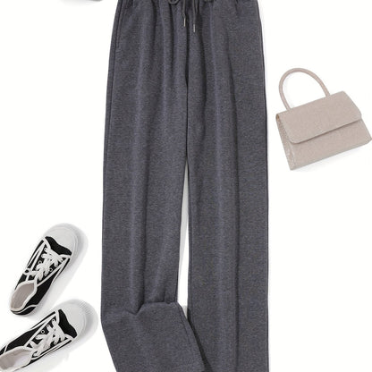 Women'S Cozy Gray Sweatpants with Elastic Waistband & Drawstring - Loose Fit, Long Length, Pockets, Casual Lounge Pants for Fall/Winter, Comfortable Clothing | Relaxed Fit Pants | Elastic Waistband Pants