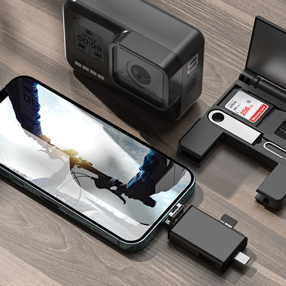 7-in-1 Multifunctional OTG Card Reader - High-Speed Micro SD Card Adapter with Storage Box for Digital Camera, Smartphone, Tablet - External U Disk, SD, TF Card Converter with OTG Function