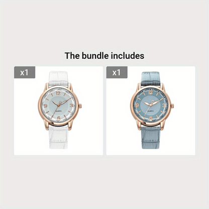 Elegant Women's Quartz Watch - Genuine Leather Strap, Water-Resistant, Versatile for All Occasions