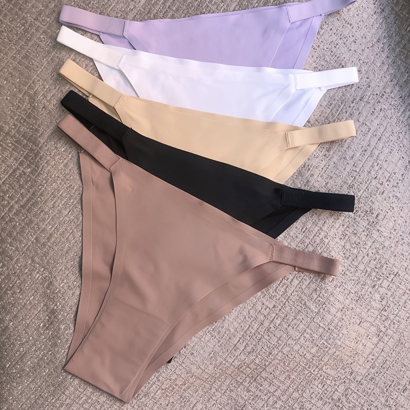 5 Pcs Seamless Women's Bikini Panties - Comfortable, Soft, Breathable, Low-Rise, Stretchy for Casual to Yoga Fitness Wear