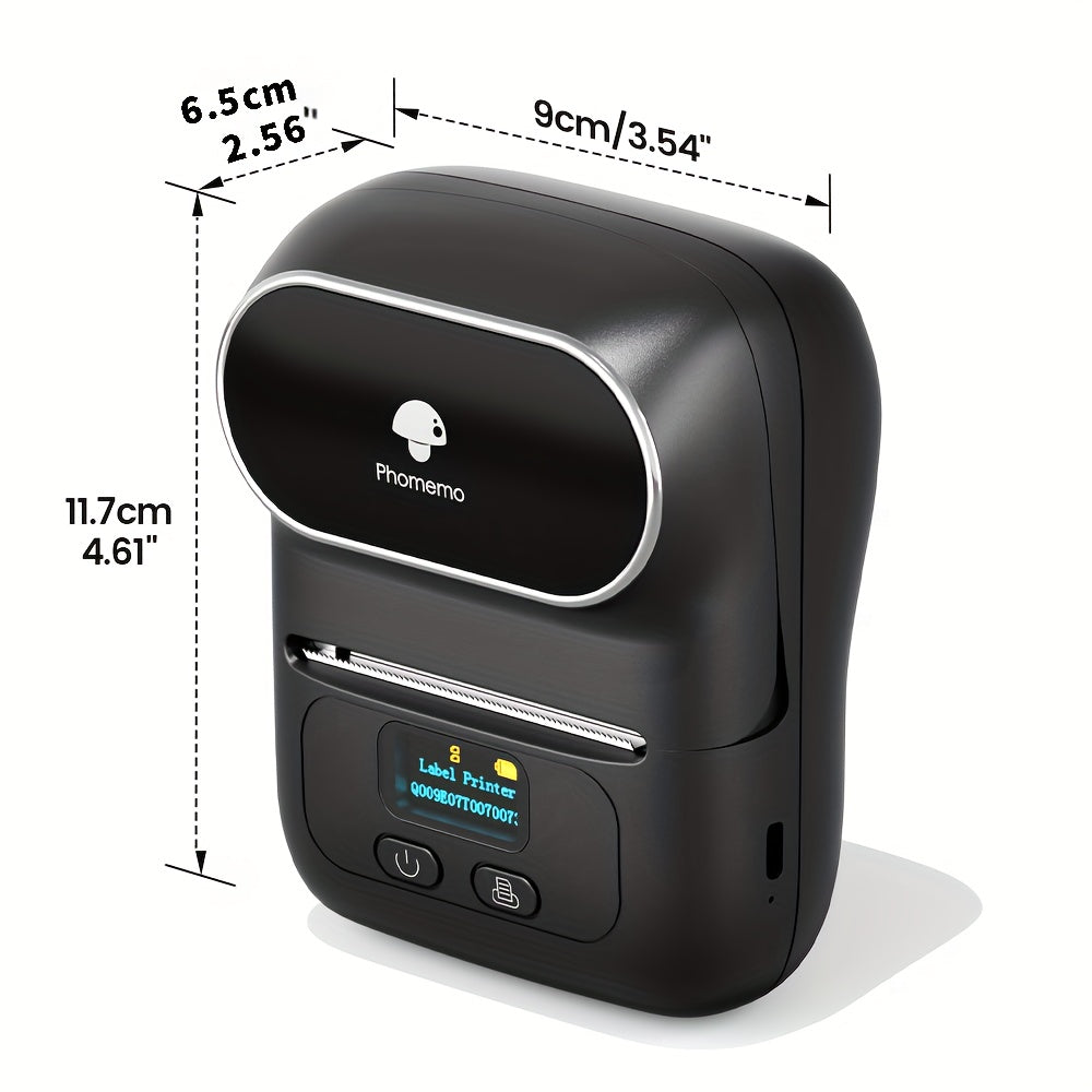 [Wireless | Portable] Phomemo Portable Wireless Thermal Label Printer M110 | Compact Wireless Barcode & Sticker Maker for Office, Retail, Jewelry Labels | Compatible with iOS & Android, Includes 1 Roll of 40×30mm Labels, Rec