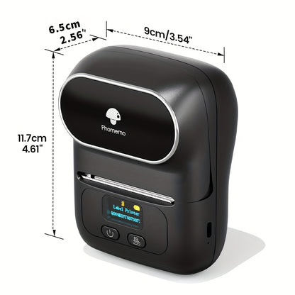 [Wireless | Portable] Phomemo Portable Wireless Thermal Label Printer M110 | Compact Wireless Barcode & Sticker Maker for Office, Retail, Jewelry Labels | Compatible with iOS & Android, Includes 1 Roll of 40×30mm Labels, Rec