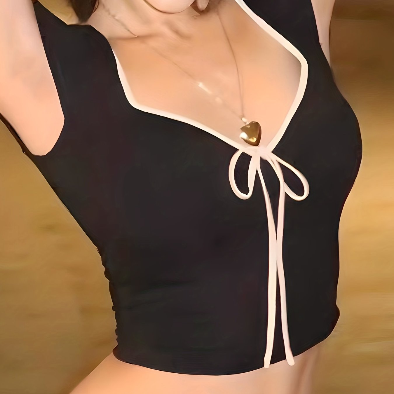 Sexy Bow Tie Cropped T-Shirt - Short Sleeve, Slim Fit, Coquette Y2K Style, Women's Clothing for Fashionistas - Perfect for Date Nights, Casual Outings, and Summer Events