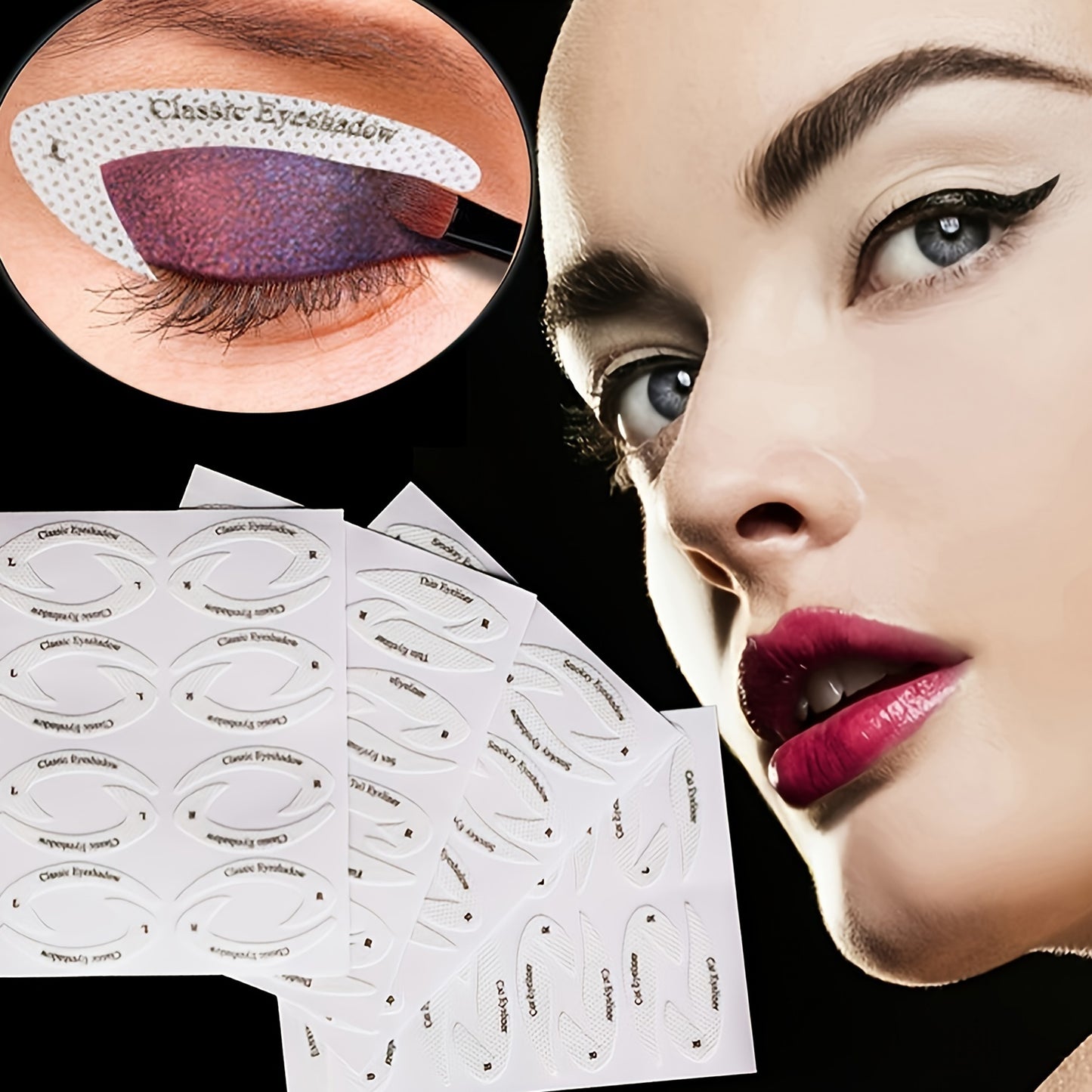 32Pairs Eyeliner Eyeshadow Sticker Stencils Kit For Eyes, Cat Eyeliner Stencil Pads Non-Woven Materials Eye Shadow Eyeliner Stencil For Beginners Makeup Tool