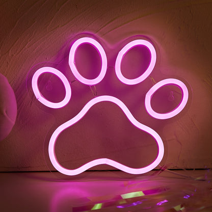 1pc LED Neon Sign Dog Paw Shaped Night Lights, 5V USB Power Supply Neon Lamp For Home Bedroom Dorm Party
