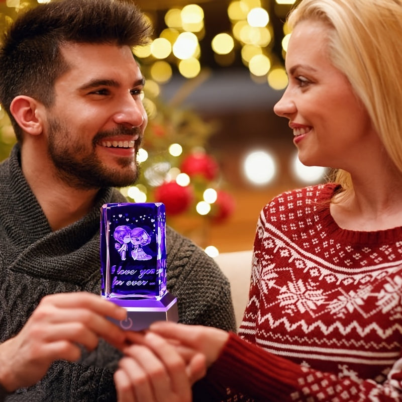1pc Exquisite 3D Heart-Shaped Rose Crystal LED Night Light Statue - Romantic Ambiance, Soft Glow, Long-Lasting Battery Life - Perfect Birthday, Anniversary, Long-Distance Friendship Gift for Lover, Wife, Girlfriend, Boyfriend
