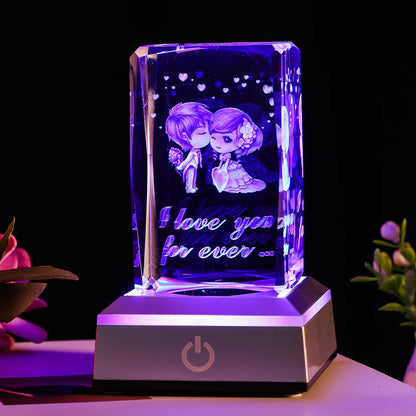 1pc Exquisite 3D Heart-Shaped Rose Crystal LED Night Light Statue - Romantic Ambiance, Soft Glow, Long-Lasting Battery Life - Perfect Birthday, Anniversary, Long-Distance Friendship Gift for Lover, Wife, Girlfriend, Boyfriend