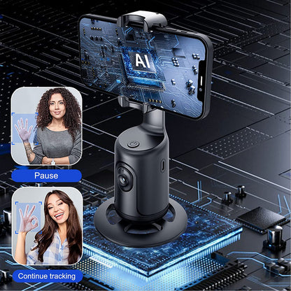[HKXYK 360° Tripod] HKXYK 360° Rotating Face Tracking Tripod for Phone | Smart Vlogging & Streaming Holder with Rechargeable Battery, Stable Phone Mount for Live Videos, Outdoor Photography, Travel Vlogging, Modern Design,