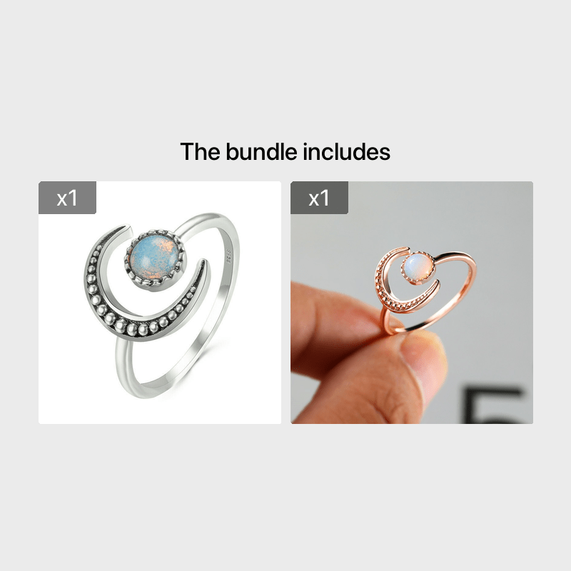 Personality Colorful Moonstone Open Adjustable Ring Temperament Retro Female Hand Accessories