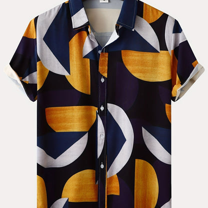 Mens Palm Tree & Lobster Paradise Short Sleeve Hawaiian Shirt - Lightweight, Comfortable, Perfect for Summer Beach Vacations
