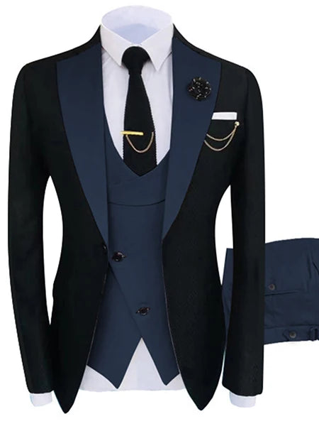 HD241 New Costume Homme Popular Clothing Party Luxury Stage Men's Suit Groomsmen Regular Fit Tuxedo 3 Piece Set