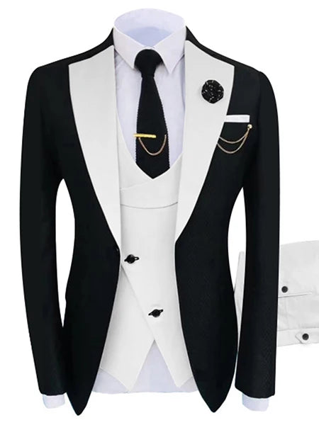 HD241 New Costume Homme Popular Clothing Party Luxury Stage Men's Suit Groomsmen Regular Fit Tuxedo 3 Piece Set