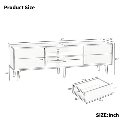 63 Inch TV Stand Features Vintage-style and Bevel Design, TV Stand with Drawers, Entertainment Center