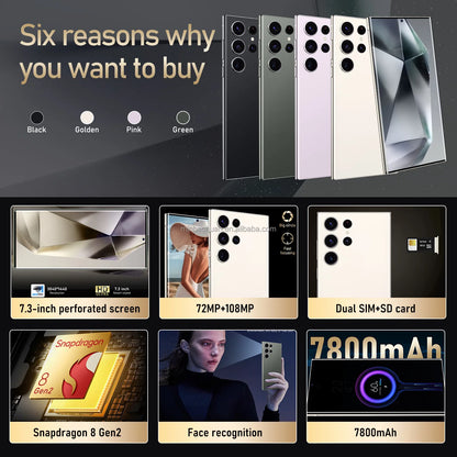 2024 New Original S24 ultra 5g Smartphone 16GB+1TB 7.3 Inch Cellphones Android 13.0 Gaming Mobile Phones