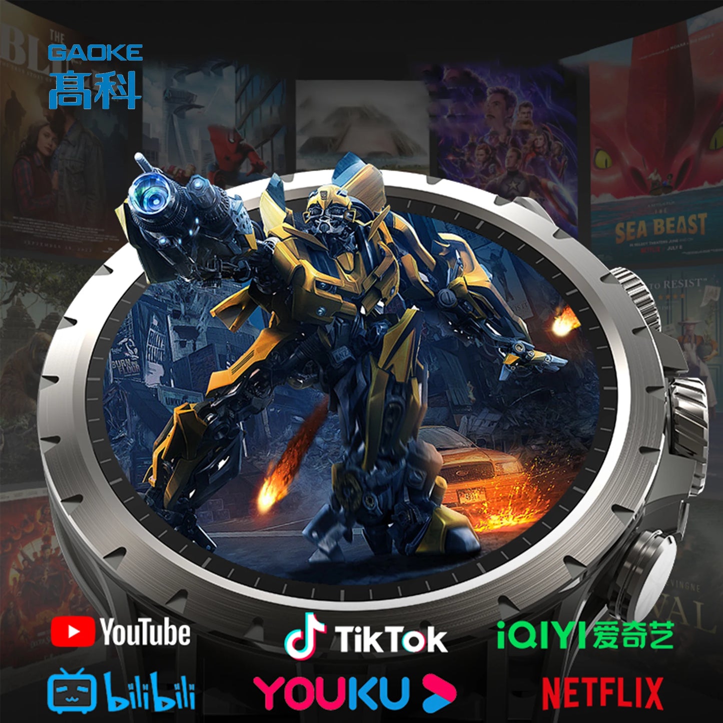GAOKE Q85 Fashion Sports Fitness 4G Relojes Smart Watch Mens 2024 Big Screen Smartwatch Sim With Camera Montre Intelligente