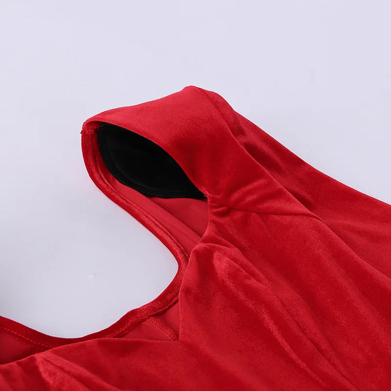 Sexy V Neck Long Sleeve High Split Long Maxi Dress Night Club Prom Wedding Party Dresses Women Evening Elegant Red Velvet Dress