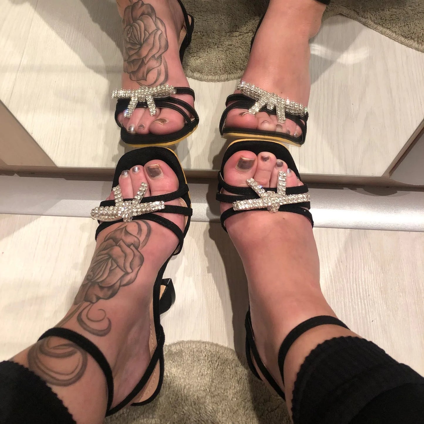 Women Summer Thin Heels Rhinestone Sandals Autumn Fashion PU Leather Insole Pumps Toe Buckle  Closure Sexy Summer Dress
