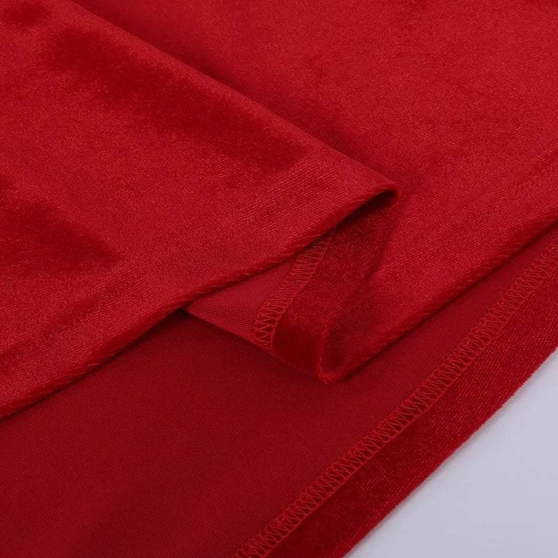 Sexy V Neck Long Sleeve High Split Long Maxi Dress Night Club Prom Wedding Party Dresses Women Evening Elegant Red Velvet Dress