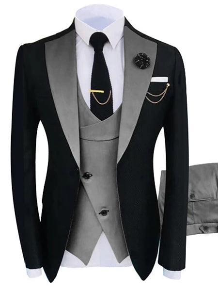 HD241 New Costume Homme Popular Clothing Party Luxury Stage Men's Suit Groomsmen Regular Fit Tuxedo 3 Piece Set