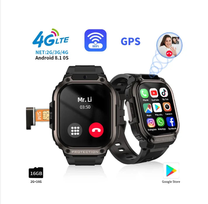 4G Android DM63 Smart Watch for Men Women Netcom Sim Card Watch HD AMOLED Screen Front Camera Montre Intelligente Dial Call GPS