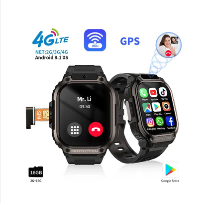 4G Android DM63 Smart Watch for Men Women Netcom Sim Card Watch HD AMOLED Screen Front Camera Montre Intelligente Dial Call GPS