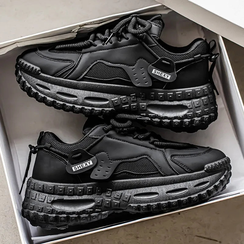 Big Size Spring Walking Style New Breathable High Top Shoes Versatile Men's Elevated Casual Shoes Sports Shoes