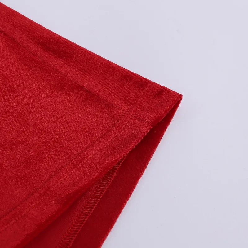 Sexy V Neck Long Sleeve High Split Long Maxi Dress Night Club Prom Wedding Party Dresses Women Evening Elegant Red Velvet Dress