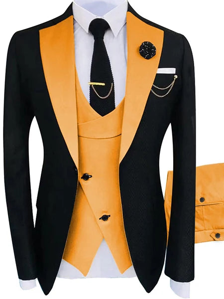 HD241 New Costume Homme Popular Clothing Party Luxury Stage Men's Suit Groomsmen Regular Fit Tuxedo 3 Piece Set
