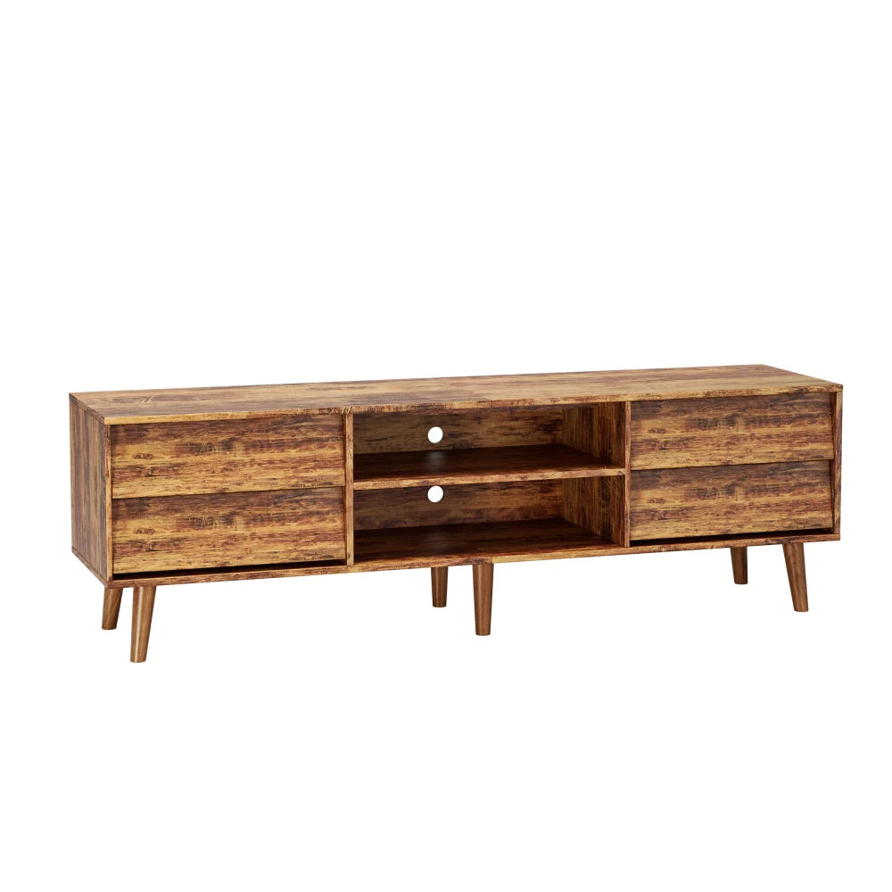 63 Inch TV Stand Features Vintage-style and Bevel Design, TV Stand with Drawers, Entertainment Center