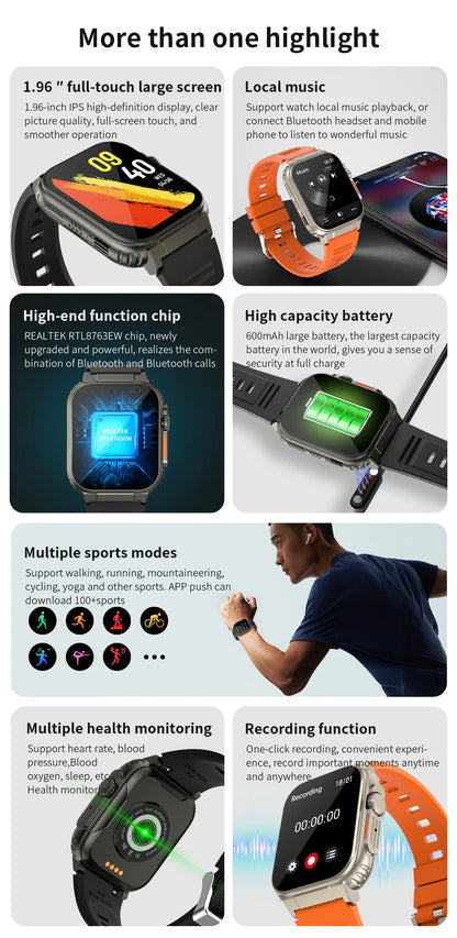 Smart Watch A70 2024 Hot Sale Sport Ip68 Waterproof 2.0 Inch Screen 600mah Long Standby Time Montre Intelligente Fashion Watch