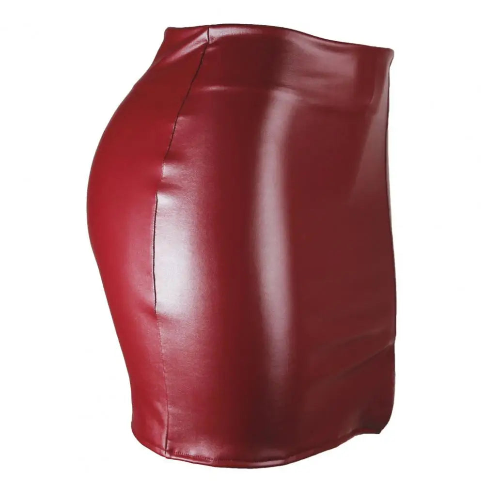Leather Slim Mini Skirt Sexy Fashion PU Hot Short High Waist Skirt Korean Nightclub Faux Leather High Waist Split Skinny Skirt