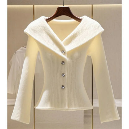 Cardigan Sweaters Jacket Women Fashion Autumn New V-Neck Elegant High Quality Casual Coat Female Short Slim Knitted Ladies Tops