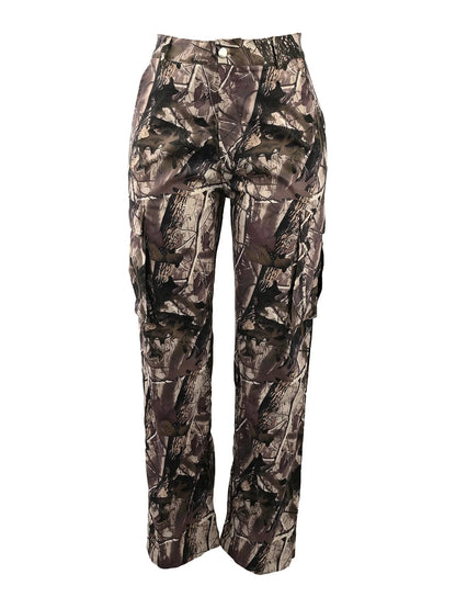 Summer Outfits y2k Clothes Streetwear Print Pants For Women Gray Casual Trousers Baggy High Waist Wide Leg Pants Trousers
