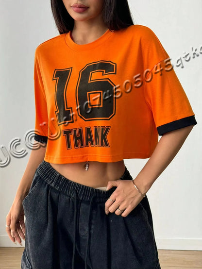 New Number 16 Women's Short Sleeve T-Shirt Casual Crew Neck Summer Women's Sport Short T-shirt Tops Tee Racing T-shirt