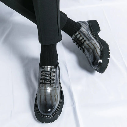 Fashion Thick Bottom Man Oxford Footwear Lace-Up Outdoor Male Shoes Fashion Casual Shoes Artificial Leather Mens Business Shoes