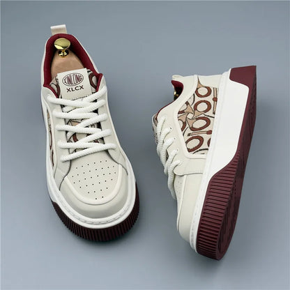 Luxury Designer Britain Men's Lace Up Color-blocked Thick Bottom Causal Board Shoes Flats Moccasins Male Walking Sneakers