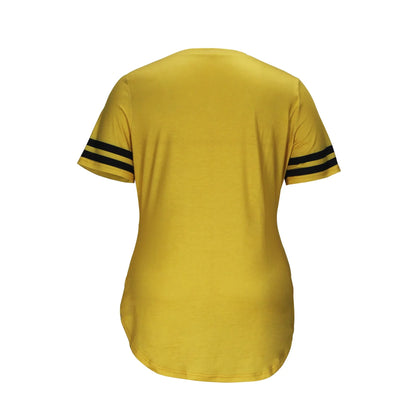 Plus Size Elegant Simple round Neck Long T-Shirt plus Size Printed Solid Color Cross-Border Spring Summer Women's Fashion Top